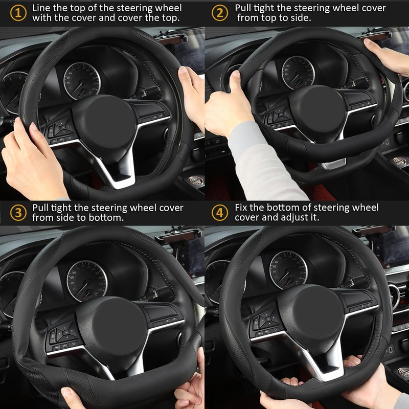 West Llama Flat Bottom Car Steering Wheel Cover for Nissan,D