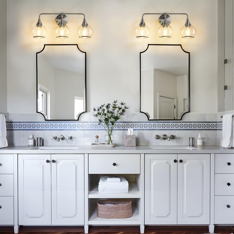 HAHZT Brushed Nickel Bathroom Vanity Light 3 Lights Bathroom Light