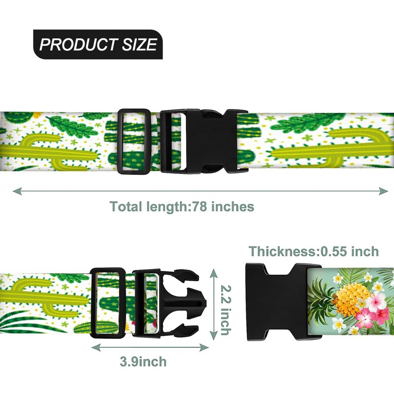 EULAPGOE 2 Piece Cactus Luggage Strap, Heavy Duty Locking Luggage