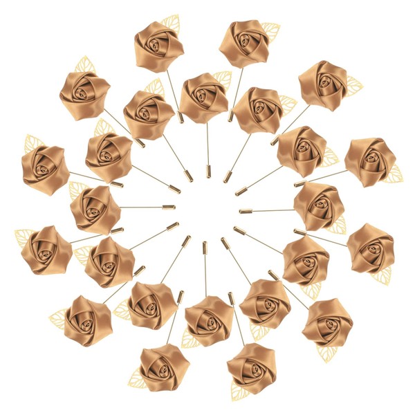 M METERXITY 48-Pack Flower Lapel Pins for Men, Golden Leaf