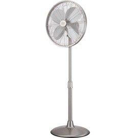 Good Housekeeping 92654-BN All-Metal 16" Retro Living Dining Conference Room Pedestal Stand Fan with Wide Oscillation, 3-Speed Settings & Weighted Base, Brushed Nickel
