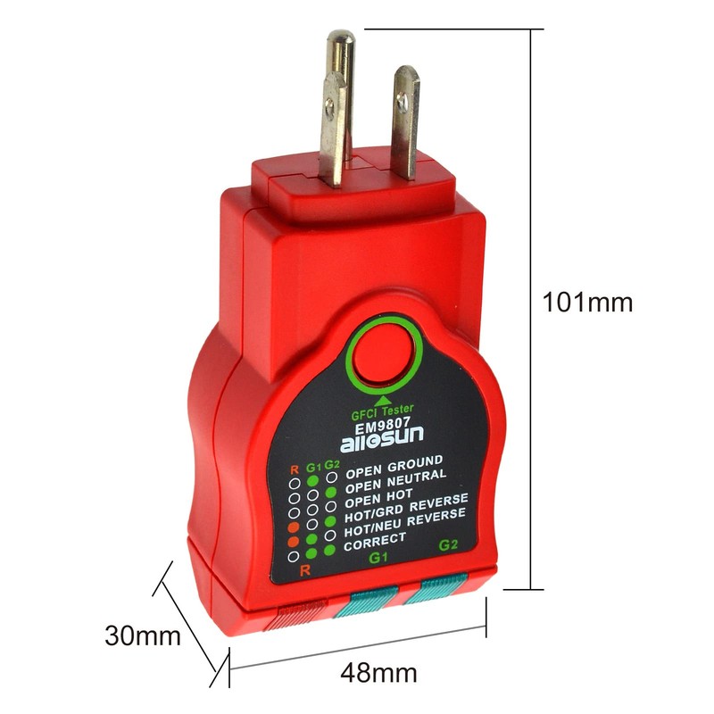 allsun GFCI Outlet Tester AC Electrical Outlet Receptacles Socket Tester