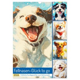 Fellnasen-Glück to go. Fröhliche Hundegesichter zum Schmunzeln (Wandkalender 2026 DIN A3 hoch), CALVENDO Monatskalender