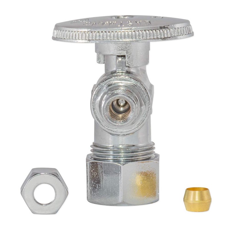 Eastman Quarter-Turn Dual Outlet 3-Way Stop Valve, 3/8 x 1/4