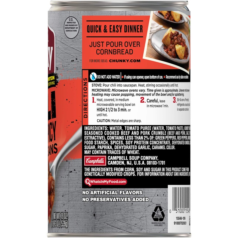 Campbell's Chunky Soup, Hot & Spicy Beef & Bean Firehouse