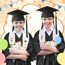 Sureio 6 Pcs Kindergarten Preschool Graduation Cap and Gown with 2025 Tassel Graduation Stole Certificate for Toddler Kids(Small,Black)