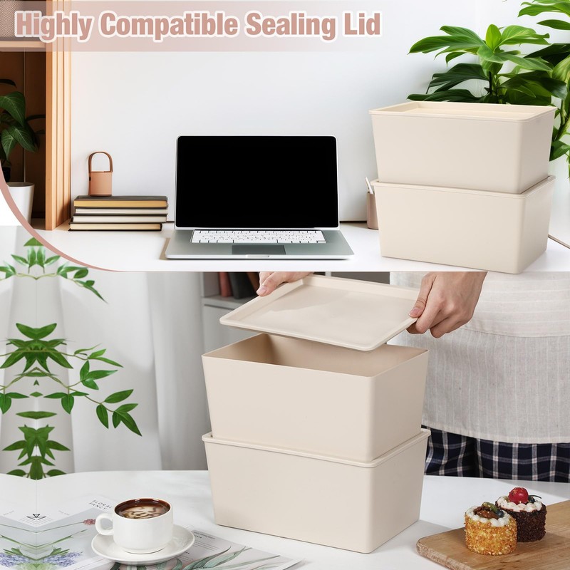 6 Pcs Storage Bins with Lids Small Plastic Storage Containers