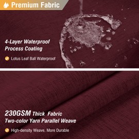 BTTN 96 Inch Shower Curtain - Extra Long Linen Textured Heavy Duty Fabric Shower Curtain Set with 12 Plastic Hooks, Tall Decorative Neutral Waterproof Shower Curtains for Bathroom, Burgundy, 72x96