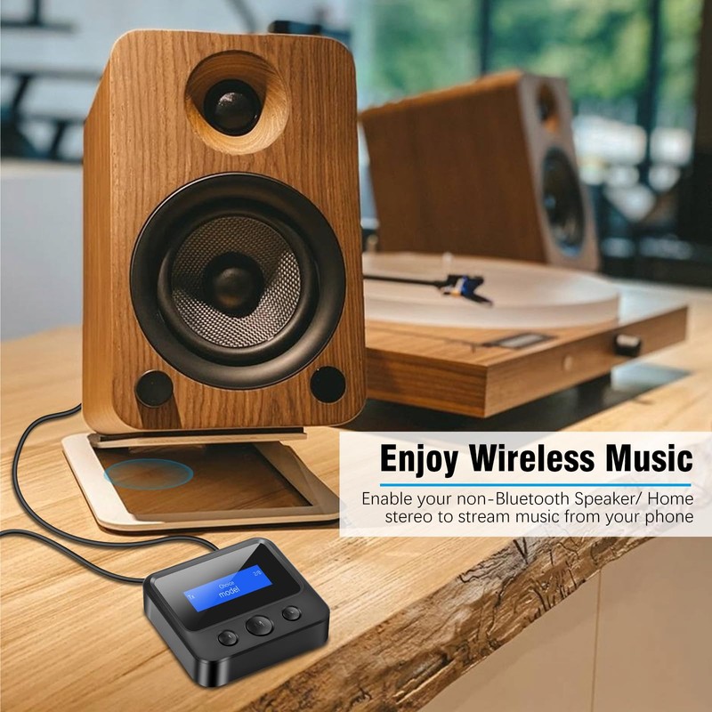 Bluetooth 5.3 Receiver Transmitter, Wireless Audio Adapter 2-in-1 Bluetooth Transmitter