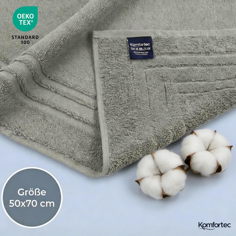 Komforttec 2-Piece Bath Mat Set, Terry Cloth Shower Mat, Washable