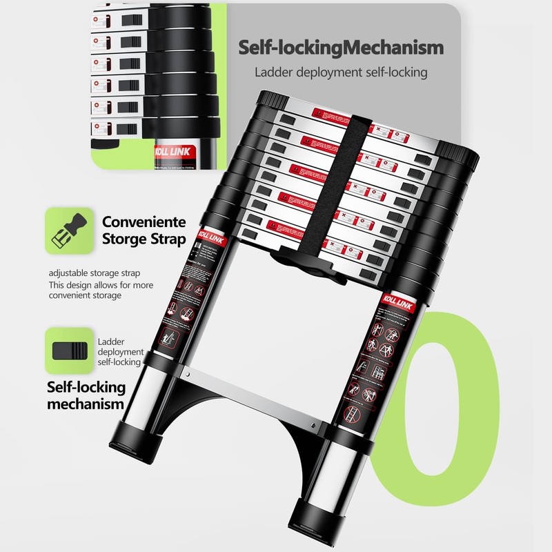 KOLL LINK Telescoping Ladder,10.5 FT Aluminum Lightweight Extension Ladder with