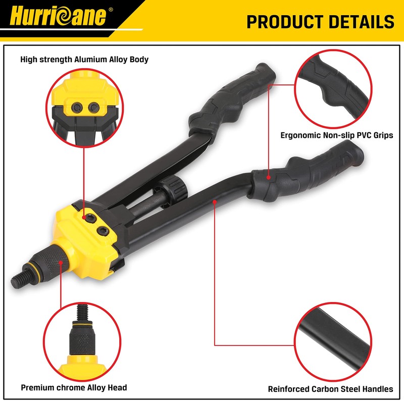 HURRICANE 16” Rivet Nut Tool, Hand Rivet Nut Tool with