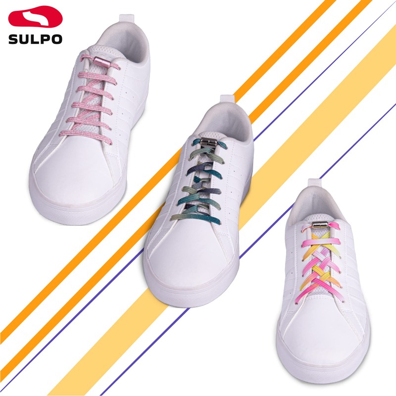 SULPO Elastic rubber laces without ties, flat, with screw closure,