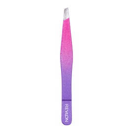 Revlon Diamond Collection Slanted Tip Tweezers, Ultra-Sharp for Precision Eyebrow Shaping and Facial Hair Removal, Made with Stainless Steel, Pink & Purple, 1 Count