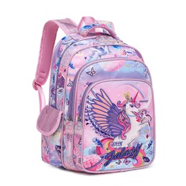 Robhomily Unicorn Backpack for Girls School Backpack for Preschool Elementary, Cute School Bag Lightweight Purple 16 Inch
