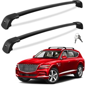 Tuyoung 220lbs Lockable Roof Rack Cross Bars Compatible with Genesis GV80 2021 2022 2023 2024 2025, Heavy Duty Anti-Theft Aluminum Roof Rails Crossbars Cargo Carrier Bag Black Bike