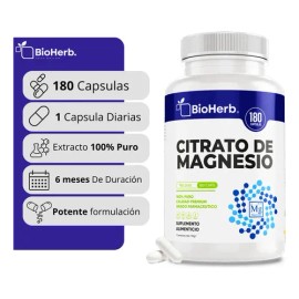 Citrato De Magnesio 100% Puro - Descanso Y Relajación Total 180 Capsulas
