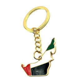 SNS Components United Arab Emirates UAE Middle East Emirati Dubai Gold Country Map Flag Key Ring Chain Metal Enamel Keyring