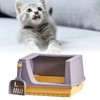 Cat Litter Box Semi Enclosed Heightened Fence Prevent Leakage Large