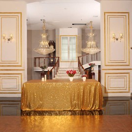 Eternal Beauty Sparkly Rectangular 127 x 203 cm Sequin Tablecloths Wedding Party Banquet (Gold,50x80 inches)