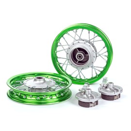 SUNQIAO CRF50 Rim, XR50 Wheels Drum Brake Shoes for XR CRF Pit Dirt Bikes Black 1.40x10 Alloy Aluminum Rims(Green)
