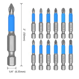 Oiieco 12 Pieces Magnetic Screwdriver Bit Set, S2 Steel 1/4 Inch for Cordless Screwdriver, PH/PZ Phillips, PH1 PH2 PH3 PZ1 PZ2 PZ3 Bit Set for Electric and Hand Screwdriver