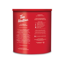 Tim Hortons Original Blend, Medium Roast Ground Coffee, Canada’s Favorite Coffee, Made with 100% Arabica Beans, 48 Ounce Canister