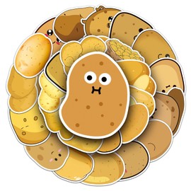 50 Packs Potato Stickers Water Bottles Laptop Phone Computer Guitar Skateboard Hydroflasks Potato Vinyl Sticker Waterproof Aesthetic Trendy Decals for Kids Teens Girls Adults