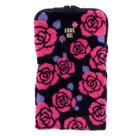 ANNA SUI 001082-0002-01 Zippered Towel, PET Bottle Case, Rose Embroidery, Pink, Women's, Women's,, Pink