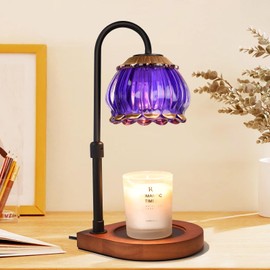 CABRHEART Candle Warmer Lamp with Timer, Adjustable Height Dimmable Candle Warmer Lantern, Gift for Women Glass Shade Electric Jar Candle Warming Light Holders for Home Decoration, Purple