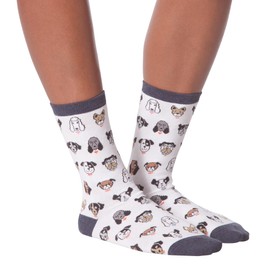 K. Bell Socks mens Dogs Novelty Crew Casual Sock, Dog Profile (White), Shoe Size 4-10 US