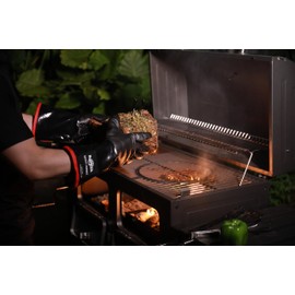 RAPICCA 932°F Heat Resistant BBQ Grill Gloves: Oil Resistant Waterproof for Smoking Grilling Cooking Barbecue Deep Frying Turkey Rotisserie Handling Hot Greacy Meat Stocking Stuffers - Long Sleeve