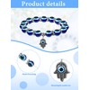 ZHIHUI Evil Eye Hamsa Blue Beaded Charm Stretch Bracelet Hand