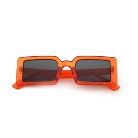 UNTAMID Rectangle Trendy Sunglasses for Women Retro Fashion Sunglasses UV 400 Protection Square Frame Shades Orange Frame Grey Lens