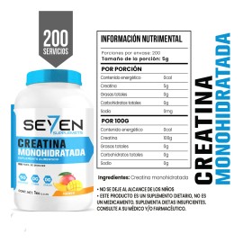 Suplemento Seven Creatina Monohidratada 1 Kg 200 Servicios Mango-