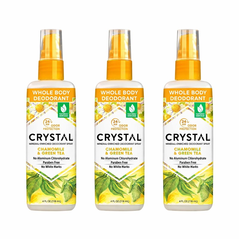 Crystal Deodorant Essence Spray 4 Ounce Chamomile/Green Tea, All Over