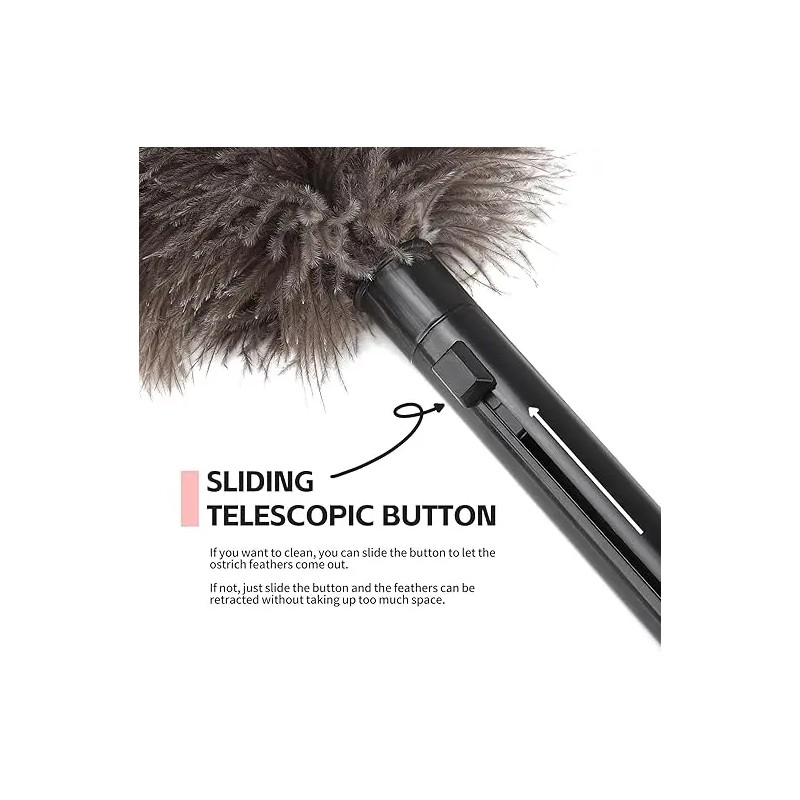 Retractable Feather Duster Ostrich Feathers Anti-Static Reusable Eco-Friendly Handheld Cleaning