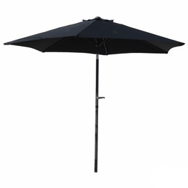 UV & Water Resistant & Air Vented 8 Foot Umbrella Outdoor Patio with Crank Lift & Push Button Tilt System | 6 Sturdy Aluminum Ribs Hexagonal Shape & Black Color Market Umbrella