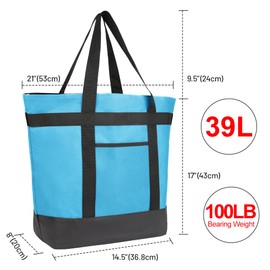 CIVJET 2Pk Insulated Reusable Tote Bag for Grocery Shopping for Women/Men, Pizza/Food Delivery Bag to Keep Food Cold/Hot for Uber Eats/Doordash/Grubub, Cooler bags for Travel/Beach/Picnic, Blue