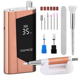 Electric Professional Nail Drill 35000RPM Cordless Portable Nail E-File Buffer Tools with Bits Perfect for Salon Manicure Pedicure Acrylic, Gel, Natural Nails(Rose Gold)