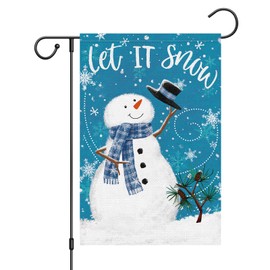 Louise Maelys Winter Snowman Garden Flag Let It Snow Double Sided 12x18 Inch Small Burlap Welcome Snowy Holiday Yard Outdoor Outside Home Decor