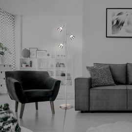 O’Bright Ash - 3-Light LED Tree Floor Lamp, Dimmable 3-Head LED, Multidirectional Standing lamp, Adjustable Multi-Shade, Swivel Cone Floor Lamp for Living Room, Bedroom, Brushed Nickel