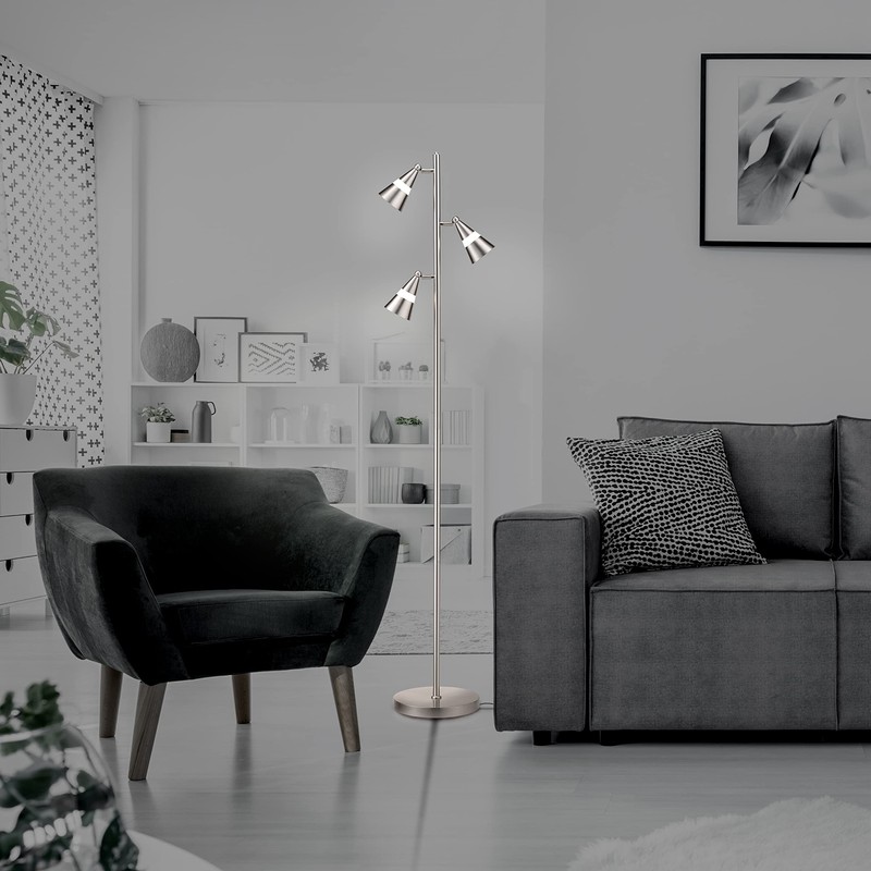 O’Bright Ash - 3-Light LED Tree Floor Lamp, Dimmable 3-Head