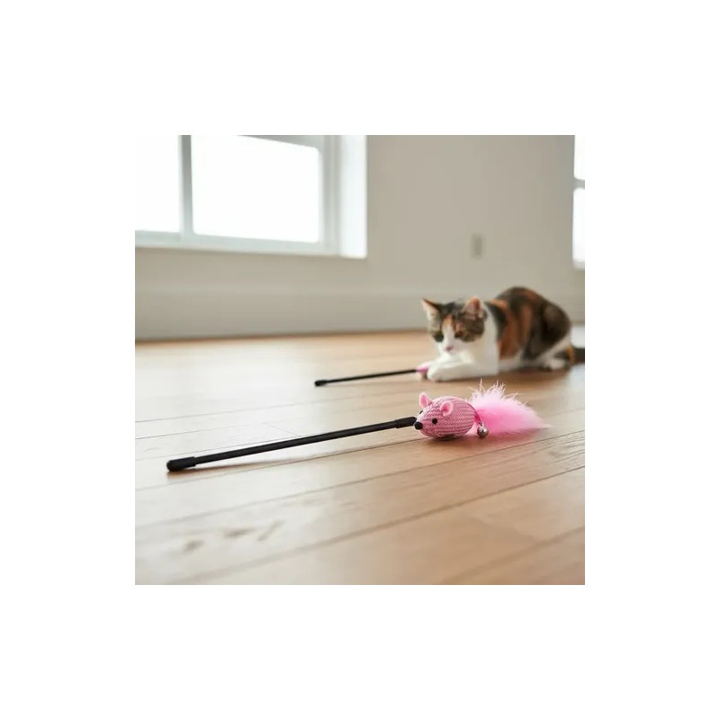 Varita Con Ratón De Juguete Para Gato Interactiva Cascabel