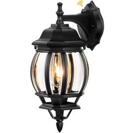 VIANIS Outdoor Porch Light Dusk to Dawn, Black Exterior Lighting Fixtures Wall Mount for House, Modern Outdoor Wall Sconce Lantern for Front Door, Patio, Anti-Rust Waterproof Coach Lights for Garage
