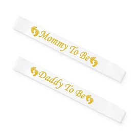 Pack of 2 Baby Shower Sashes, Expectant Parents Shoulder Strap, Mummy to Be Sash, Daddy to Be Sash, Baby Shower Sashes Set, Baby Welcome Party Decoration