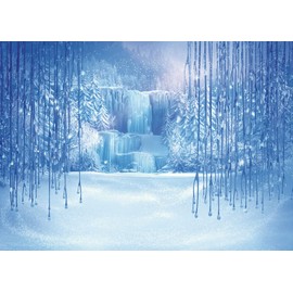 LYWYGG 10X10FT Ice and Snow White World Photography Backdrops Background Christmas Winter Snow Ice Crystal Pendant World for Children Photo Studio Props Backdrop CP-12-1010