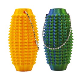 Upgrade Little Ouchies Pain Stim Fidget, Spiky Grippie Stim Keychain, 3D Printed Fidget Toys, Stim Toys for Autistic Adults, Hard Spiky Sensory Toys (Green & Gold-2pcs)