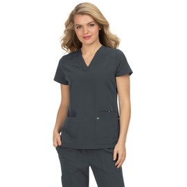 KOI Next Gen Hustle and Heart Women's 3-Pocket Stretch Scrub Top Charcoal 3X-Large