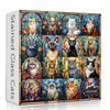 Stained Glass Puzzle Cat Puzzles for Adults 1000 Pieces, Colorful